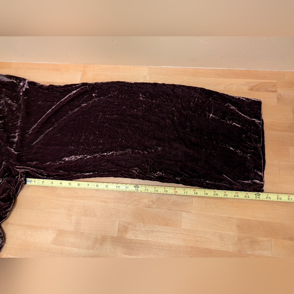 Silk Velvet Chocolate Brown Cropped Wide Leg Vintage Pants - Picture 9 of 10